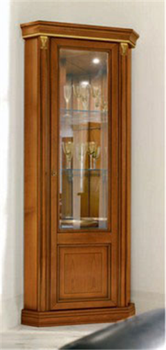 угловая витрина итальянской гостиной классический стиль массив дерева со склада в Москве цвет черешня Анжелика купить онлайн