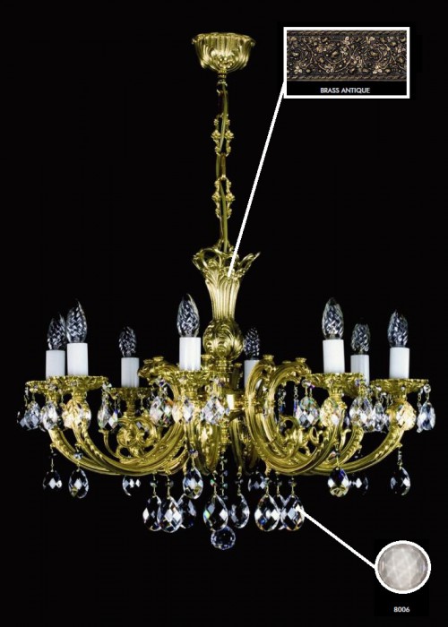 фото Люстра ArtGlass ANASTASIA VIII. BRASS ANTIQUE CE - 8006