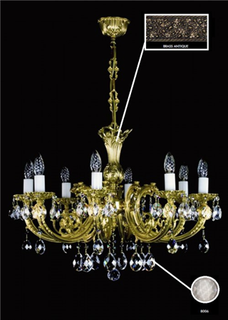 фото Люстра ArtGlass ANASTASIA VIII. BRASS ANTIQUE CE - 8006