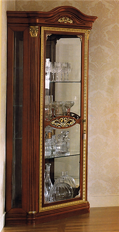 массив дерево со купить онлайн каталог склада в Москве в цвете орех комплект Capri  производство Италия витрина угловая классическую итальянской мебели гостиной Капри