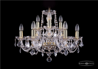 фото Люстра Bohemia Ivele Crystal 1402/6+3/195/G/Leafs