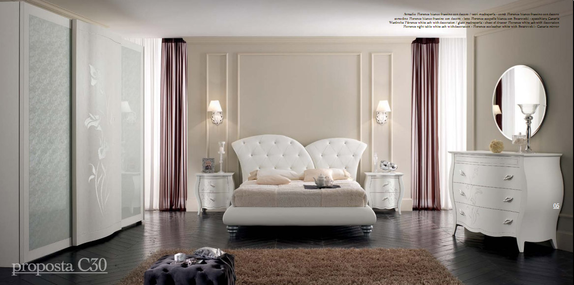 спальня Италии купить белую мебель в стиле арт-деко Prestige C30
